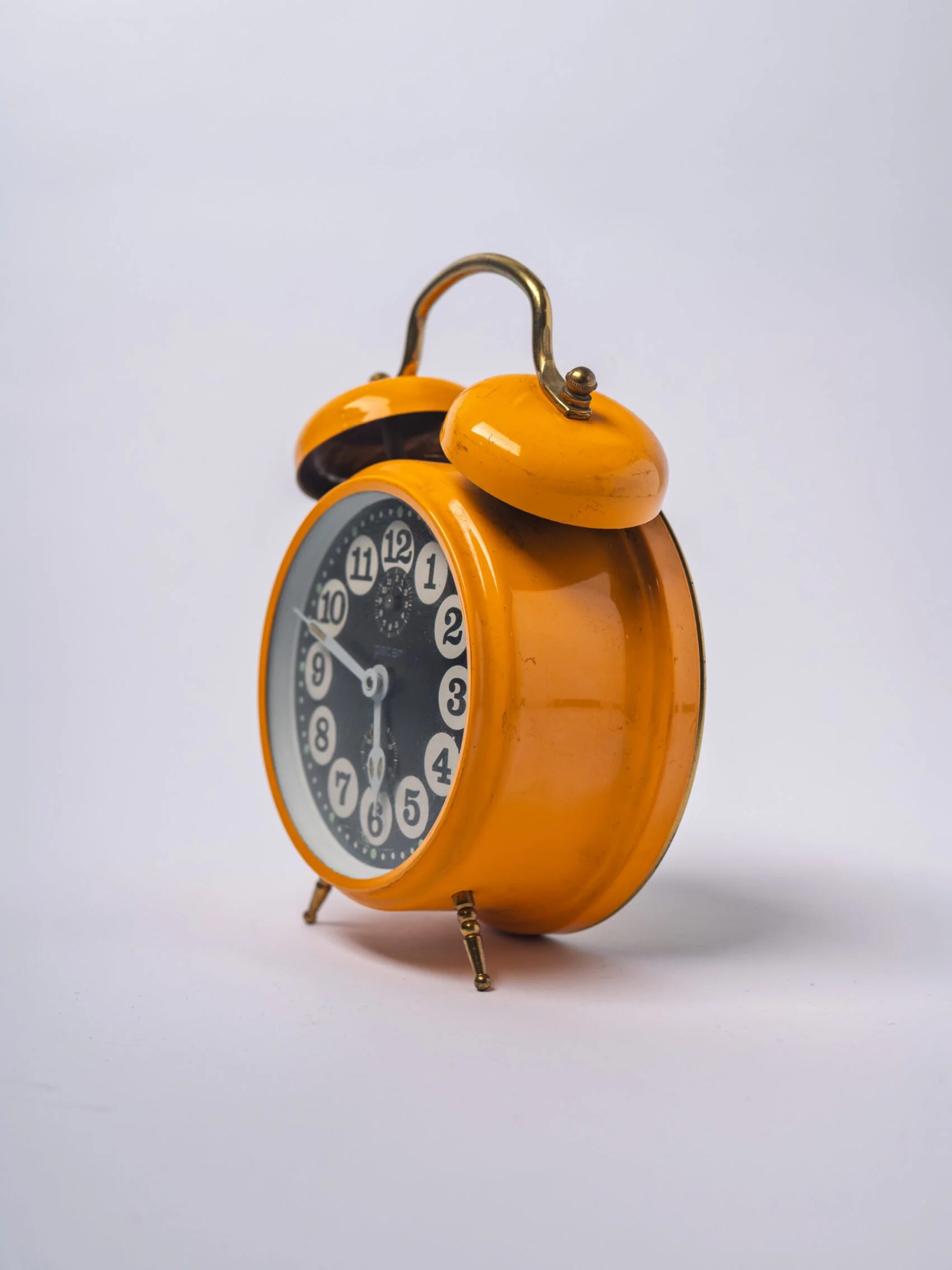 1970s Mid-Century Modern ‘Peter’ yellow table clock