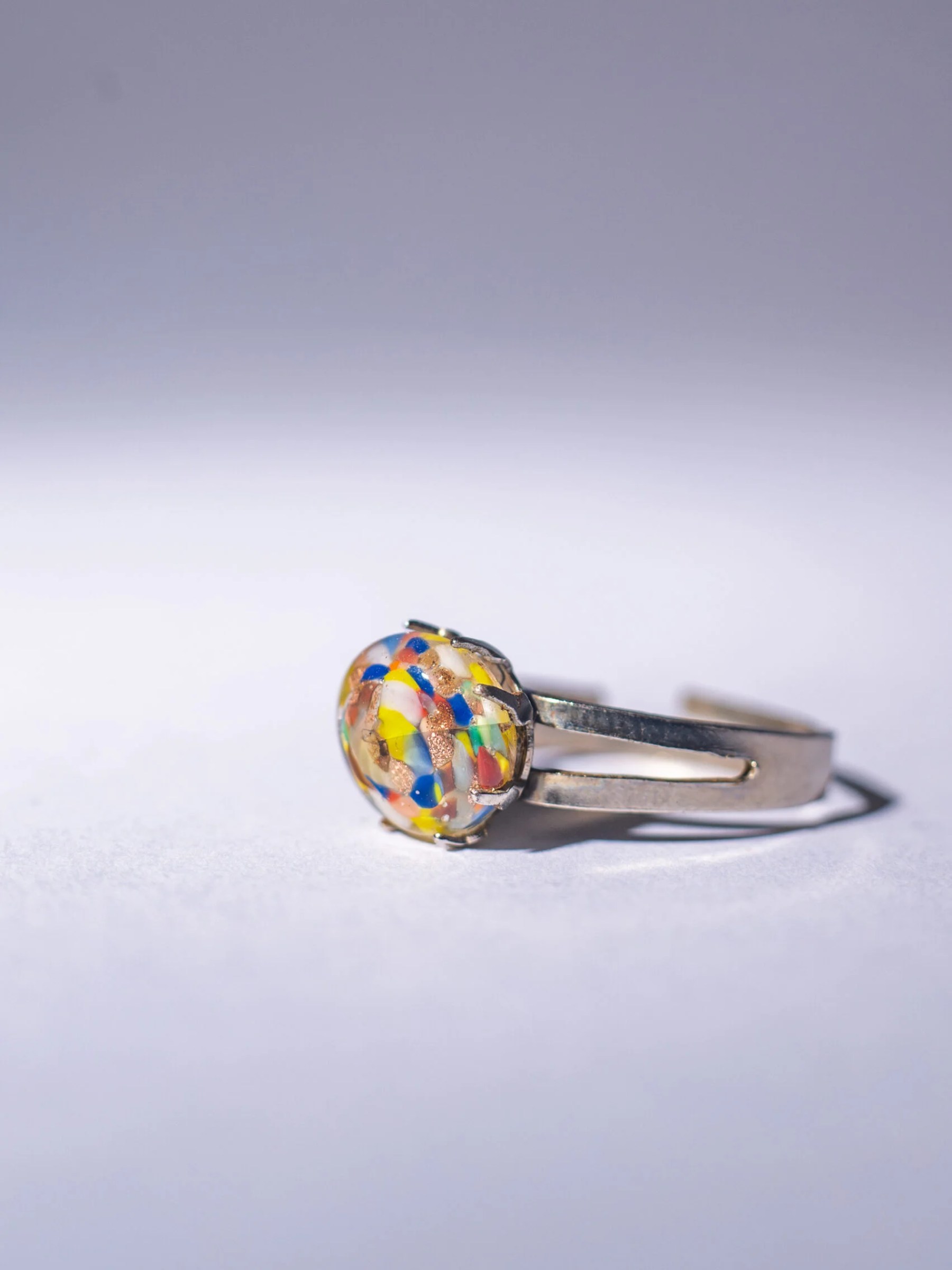 1960s Mid-Century Modern millefiori glass adjustable ring