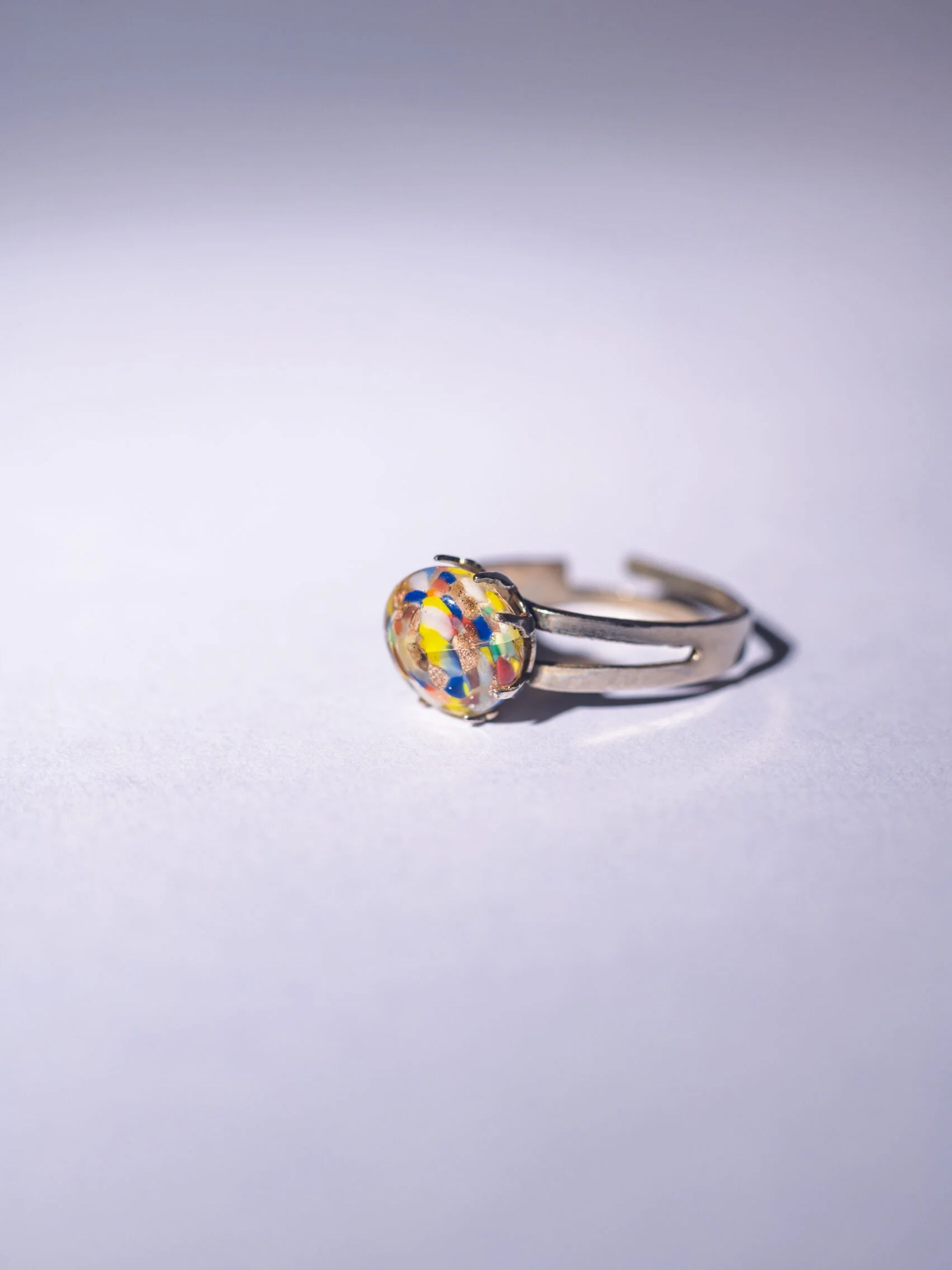 1960s Mid-Century Modern millefiori glass adjustable ring