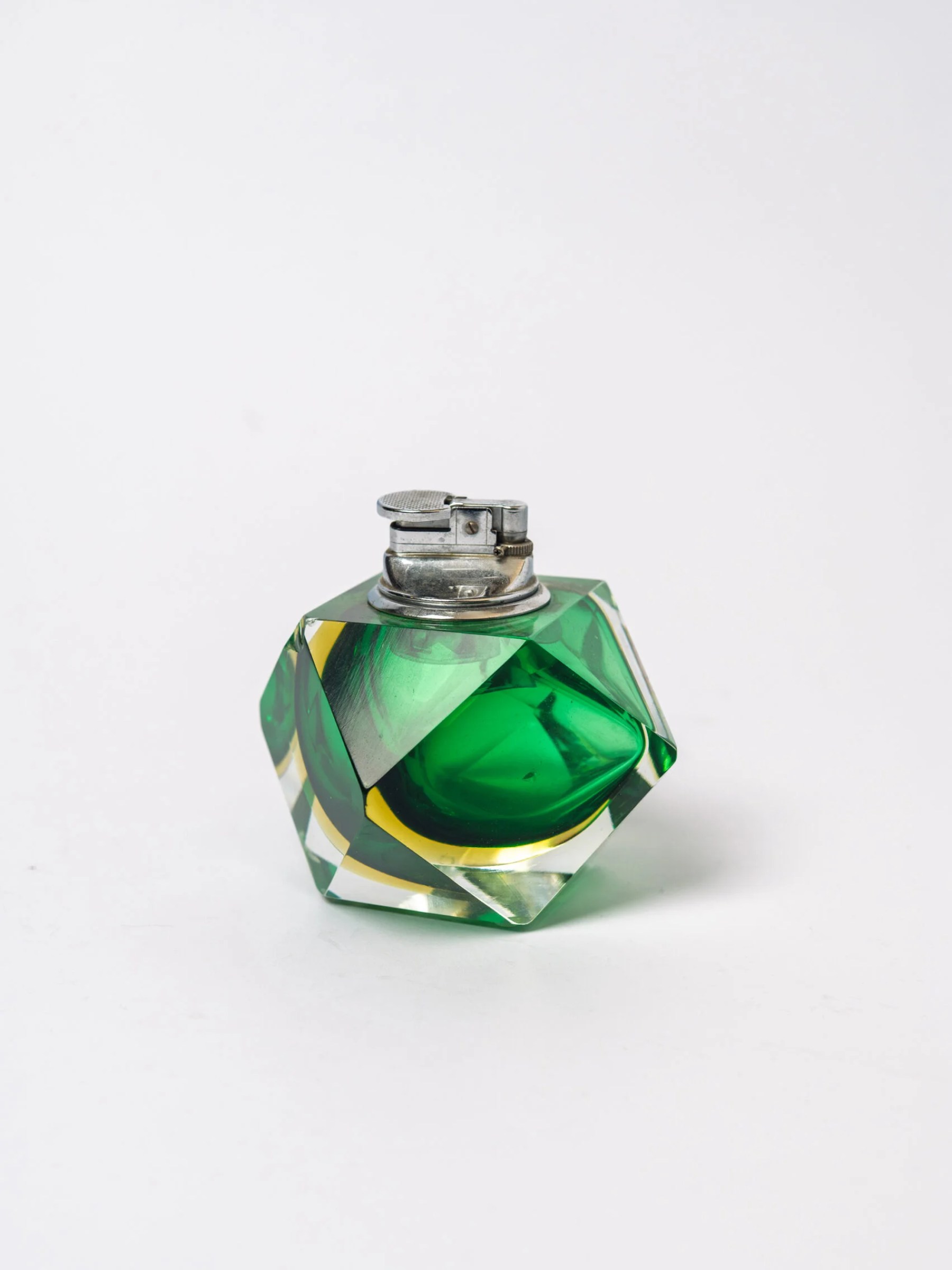 1960s MCM green Murano Sommerso table lighter
