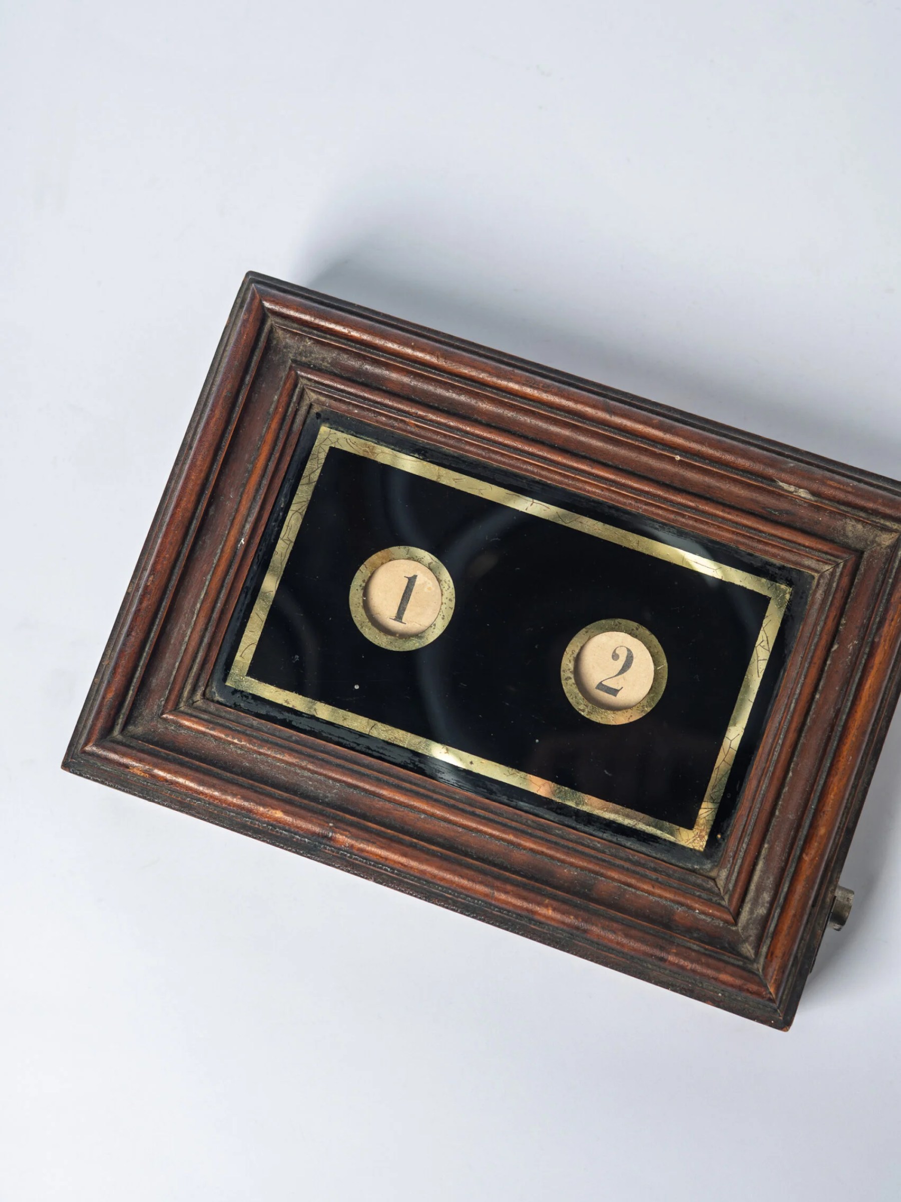 Early 1900s servant’s – butler’s bell box in wood & glass