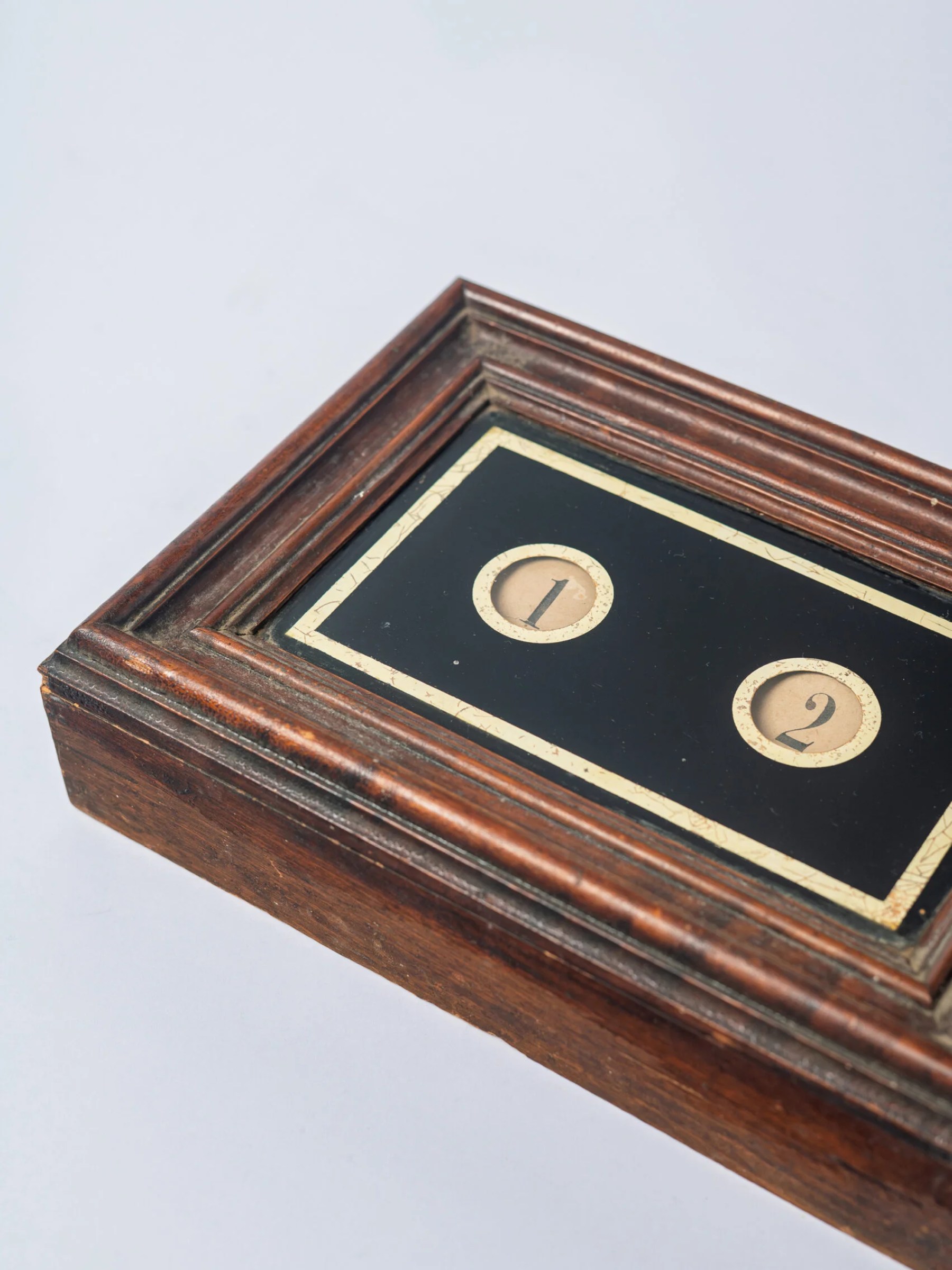 Early 1900s servant’s – butler’s bell box in wood & glass