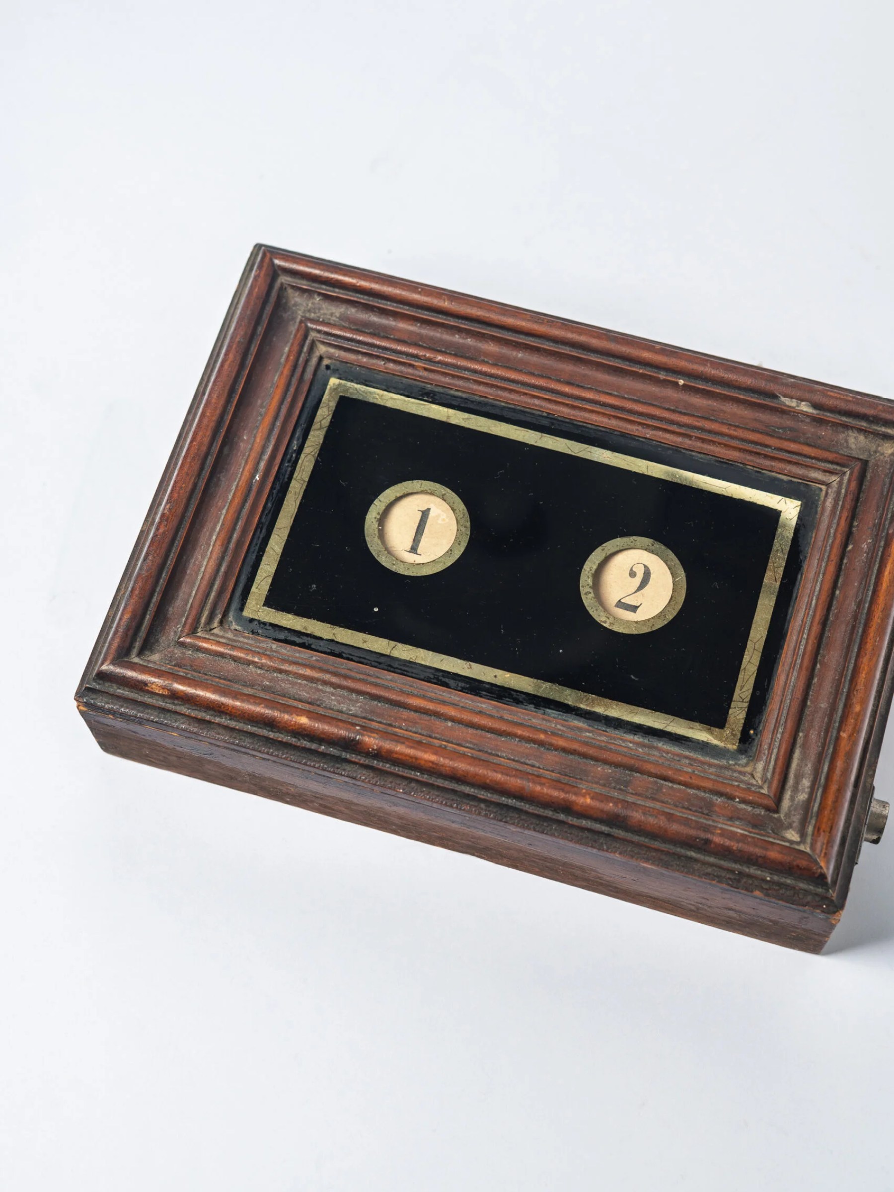 Early 1900s servant’s – butler’s bell box in wood & glass