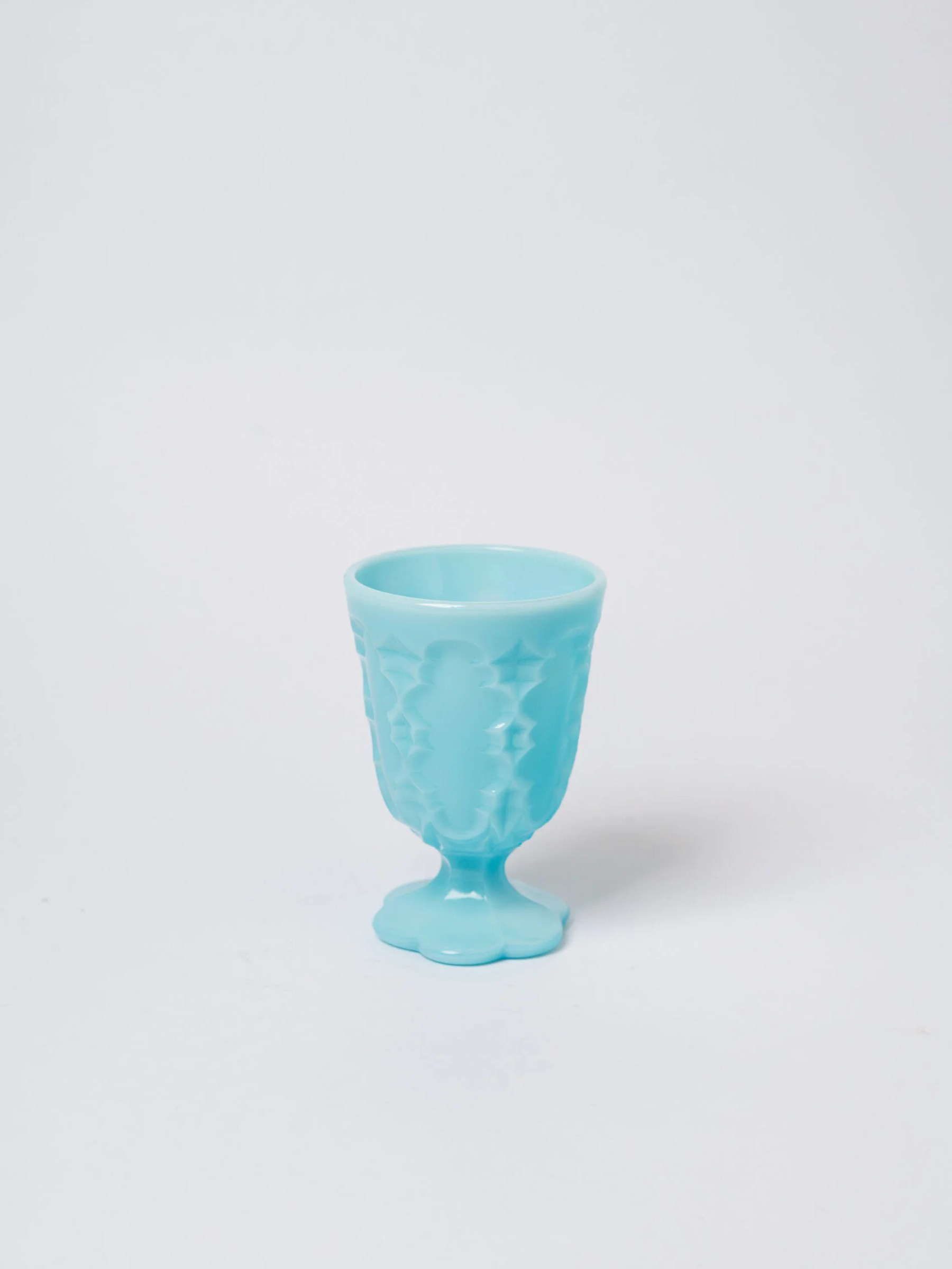 Vintage aqua blue opaline glass goblet