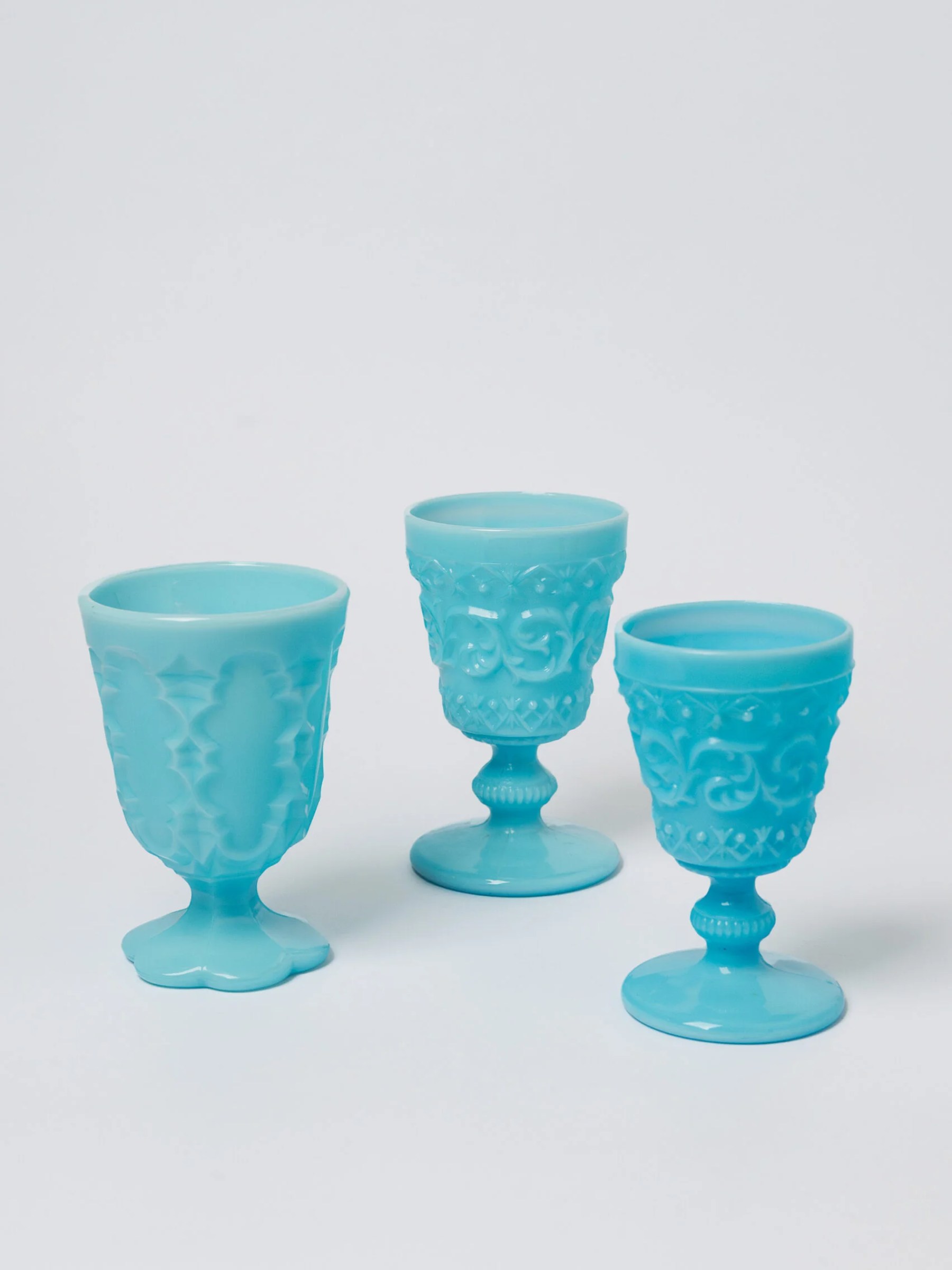 Vintage aqua blue opaline glass goblet