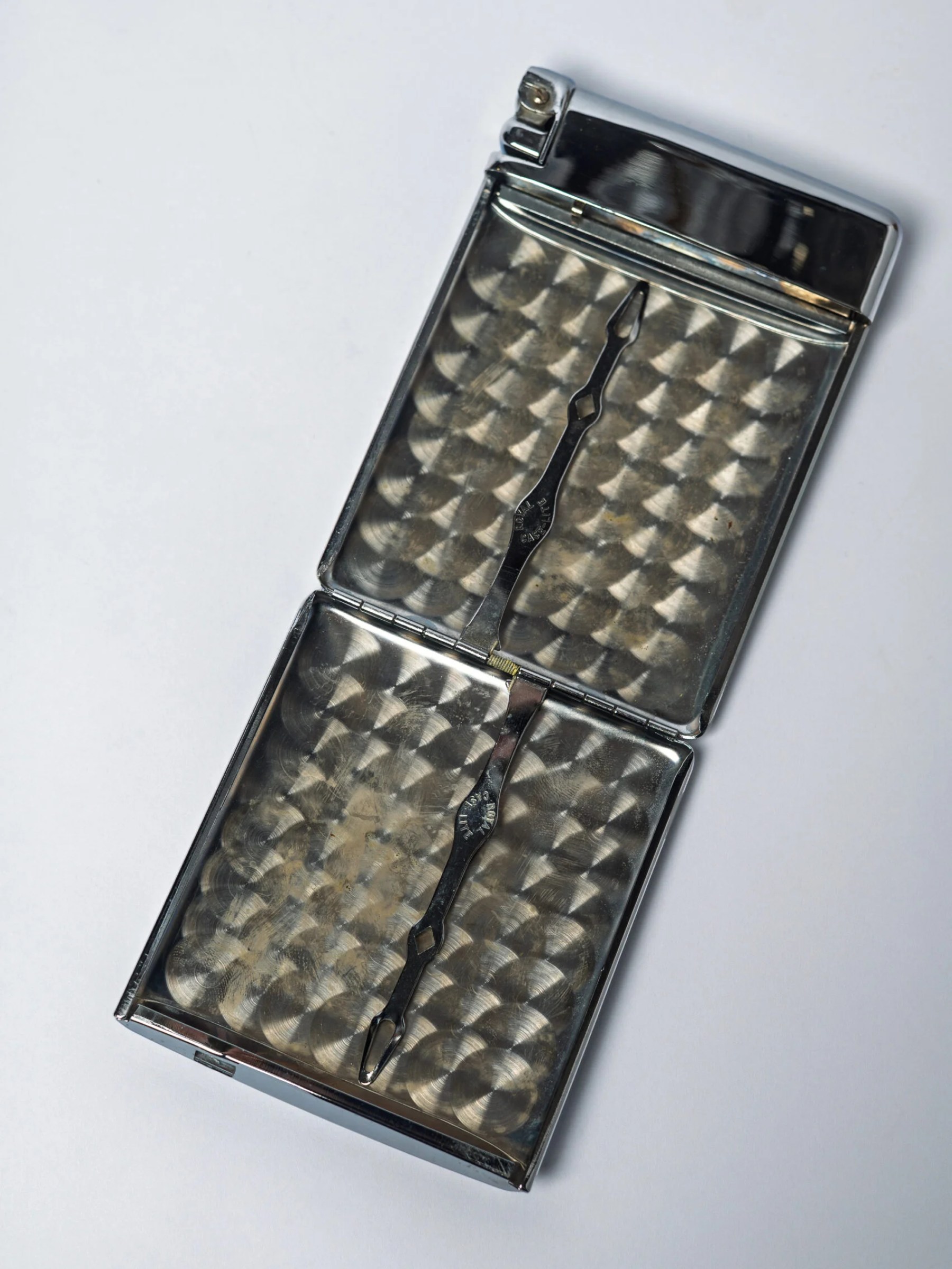 1940s ‘Royal Case-Lite’ chrome cigarette case & lighter in original box