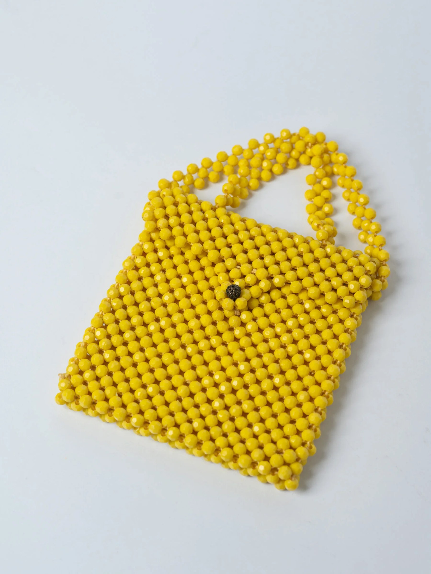 1960s Pop Art yellow beaded mini handbag