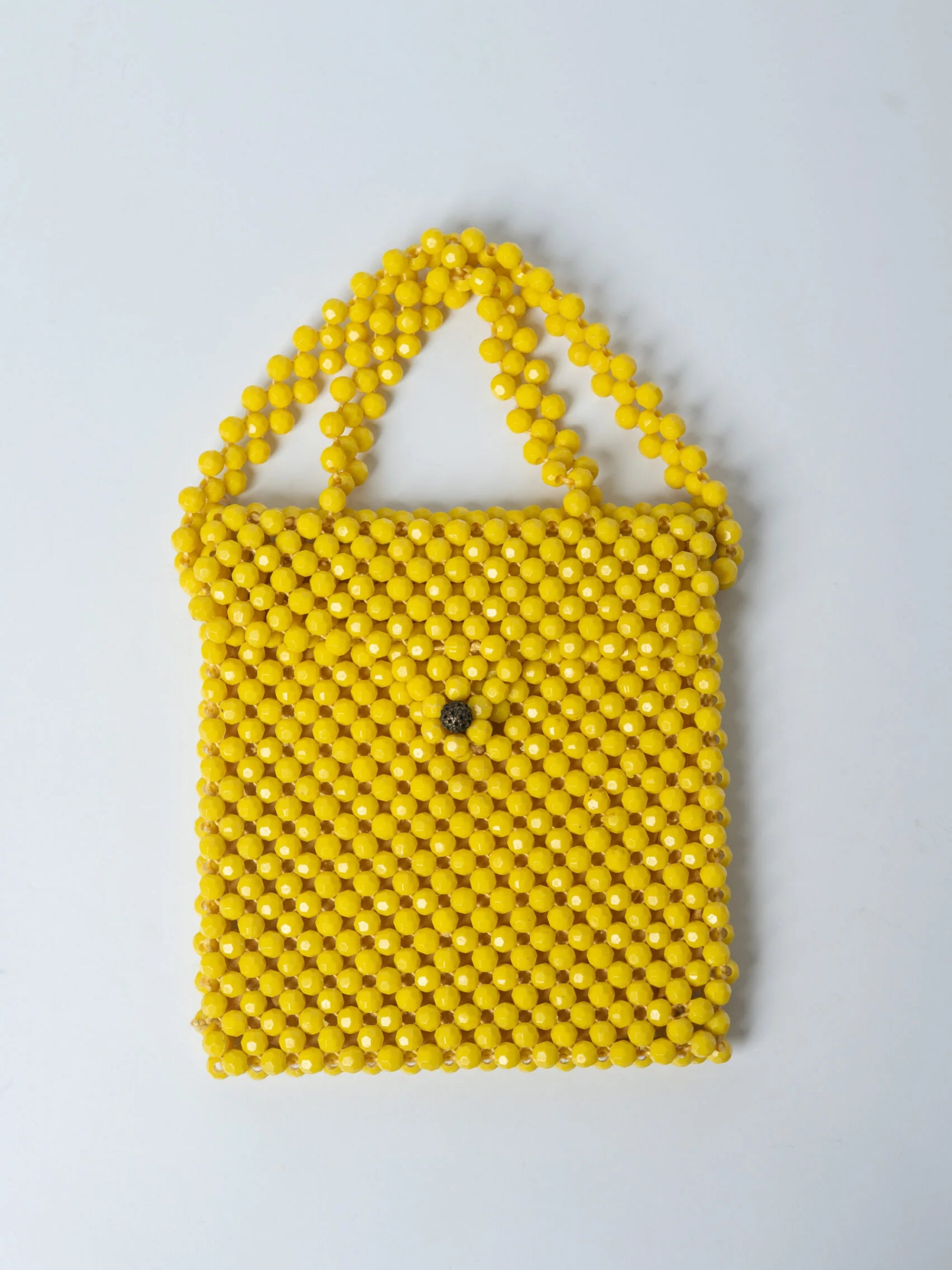 1960s Pop Art yellow beaded mini handbag