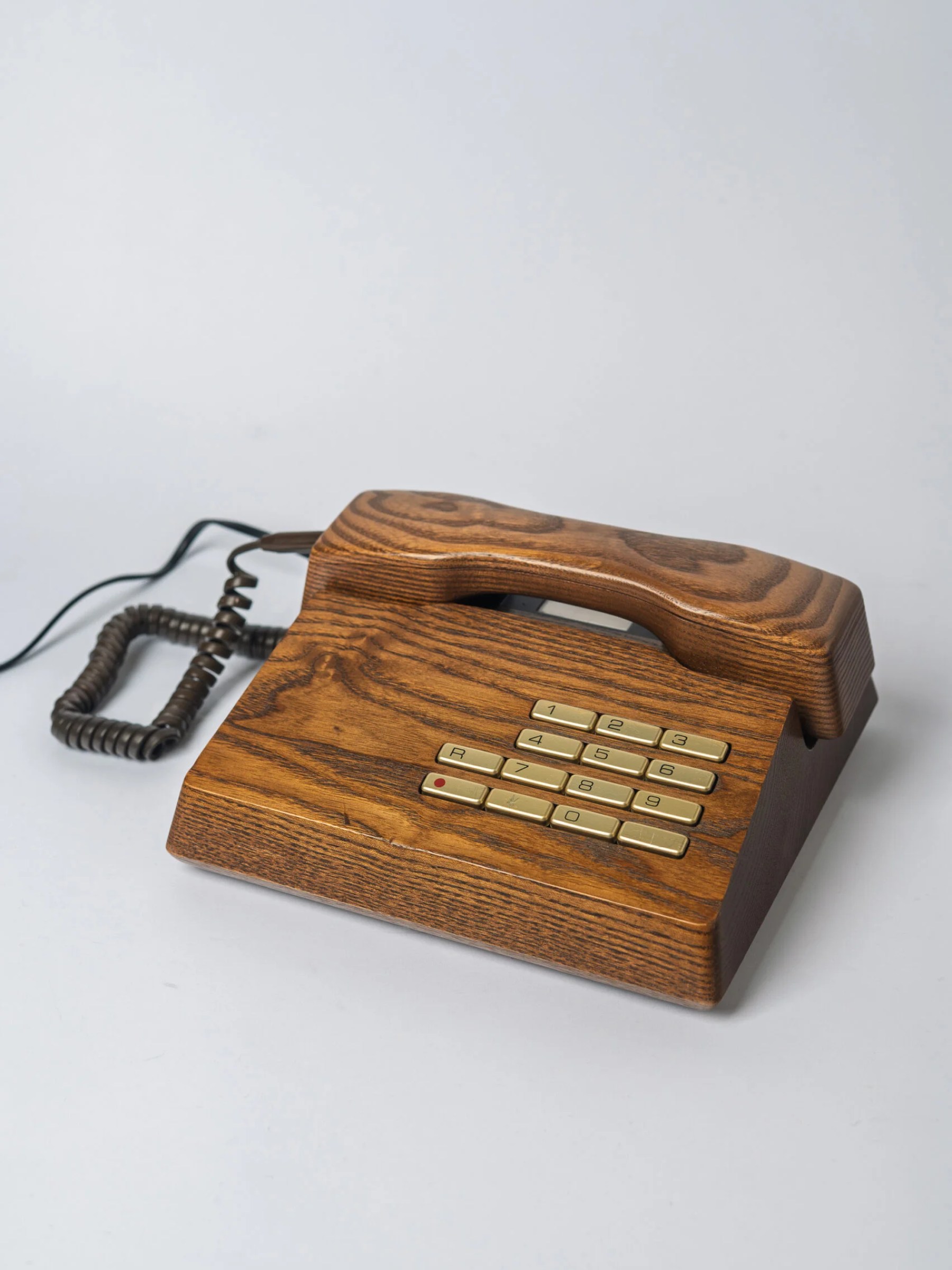 1970s Mid-Century Modern ‘Gfeller Trub’ restored solid teak wood telephone