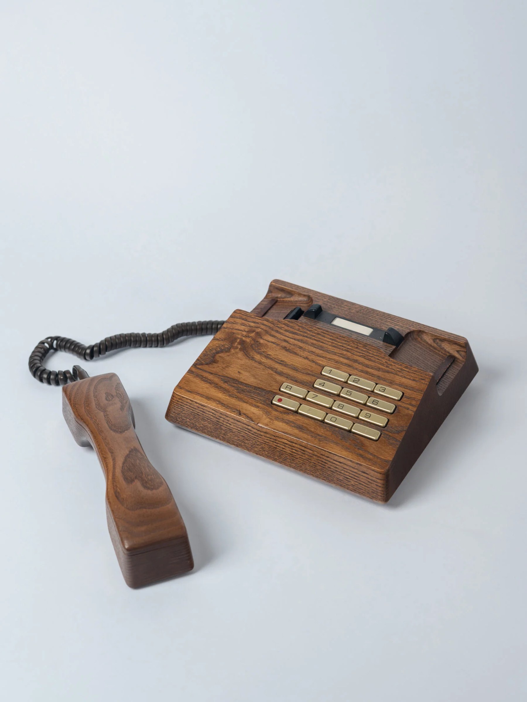 1970s Mid-Century Modern ‘Gfeller Trub’ restored solid teak wood telephone