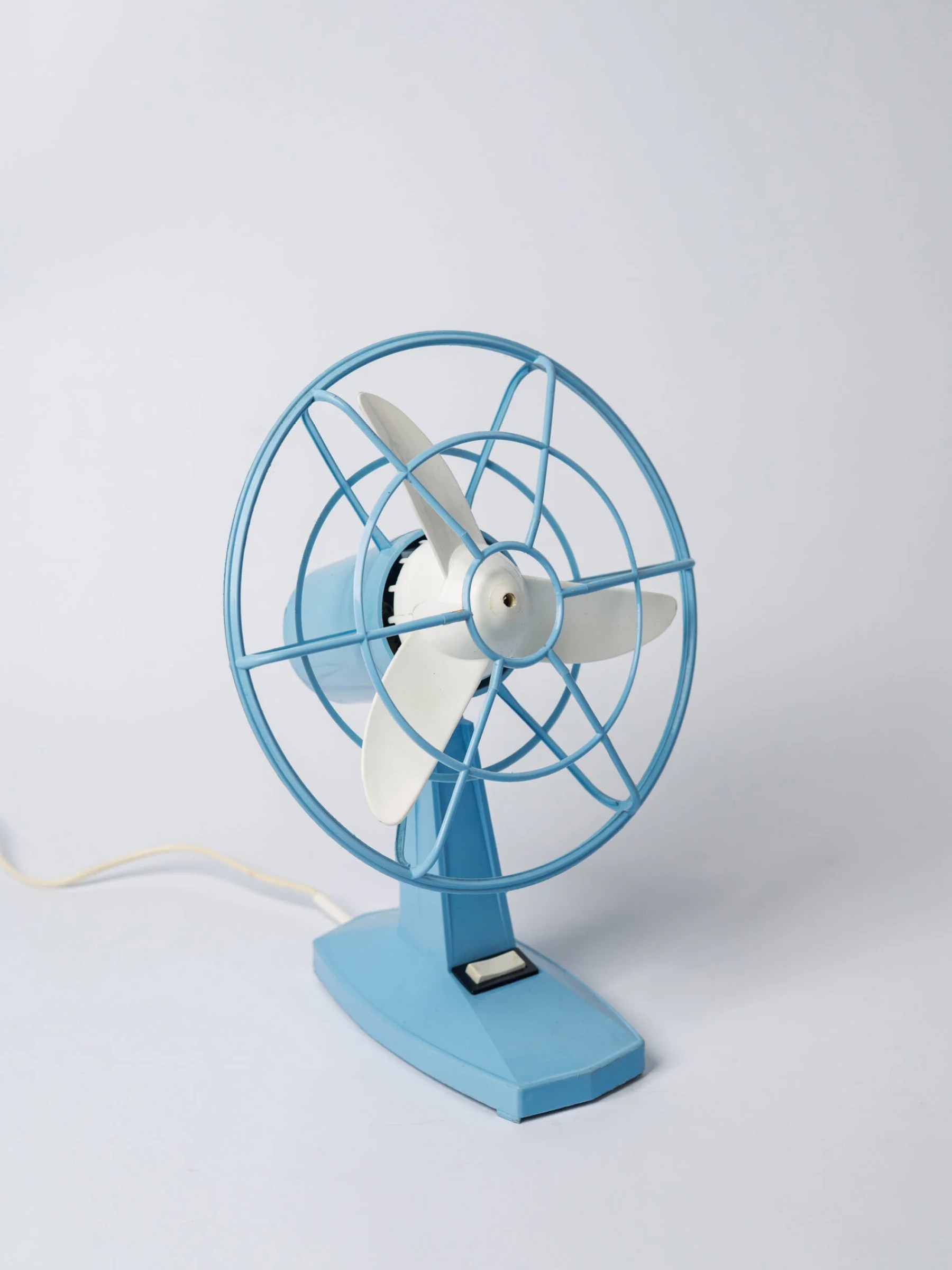1960s MCM light blue plastic table fan