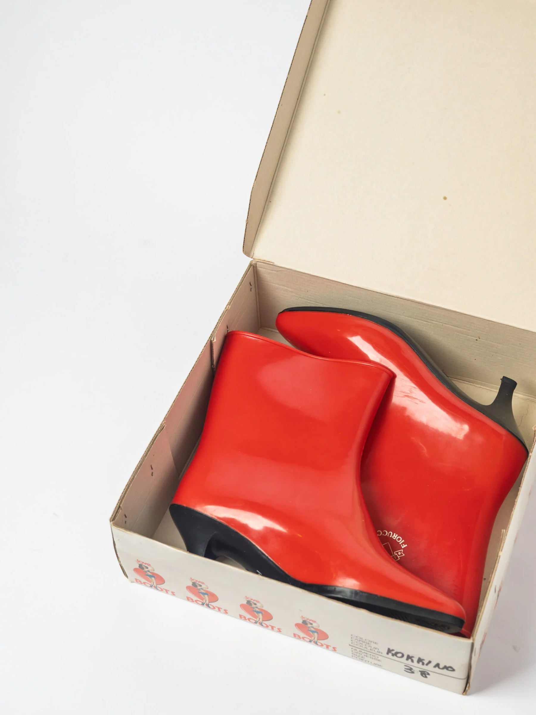 1980 red rubber ‘Fiorucci’ Love Boots New in Box