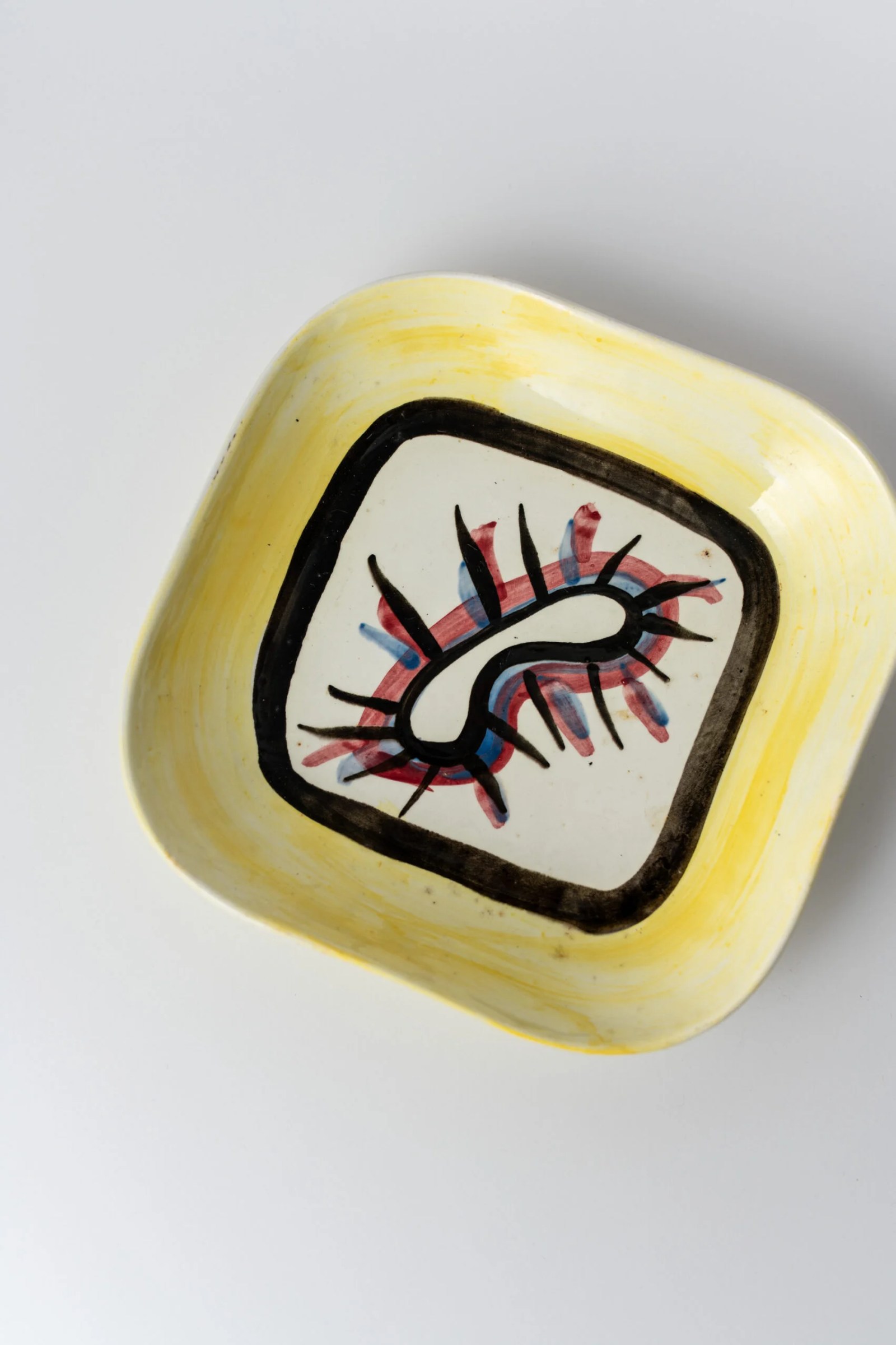 1960s rare ‘KERAMIKOS’ hand painted square ceramic art plate