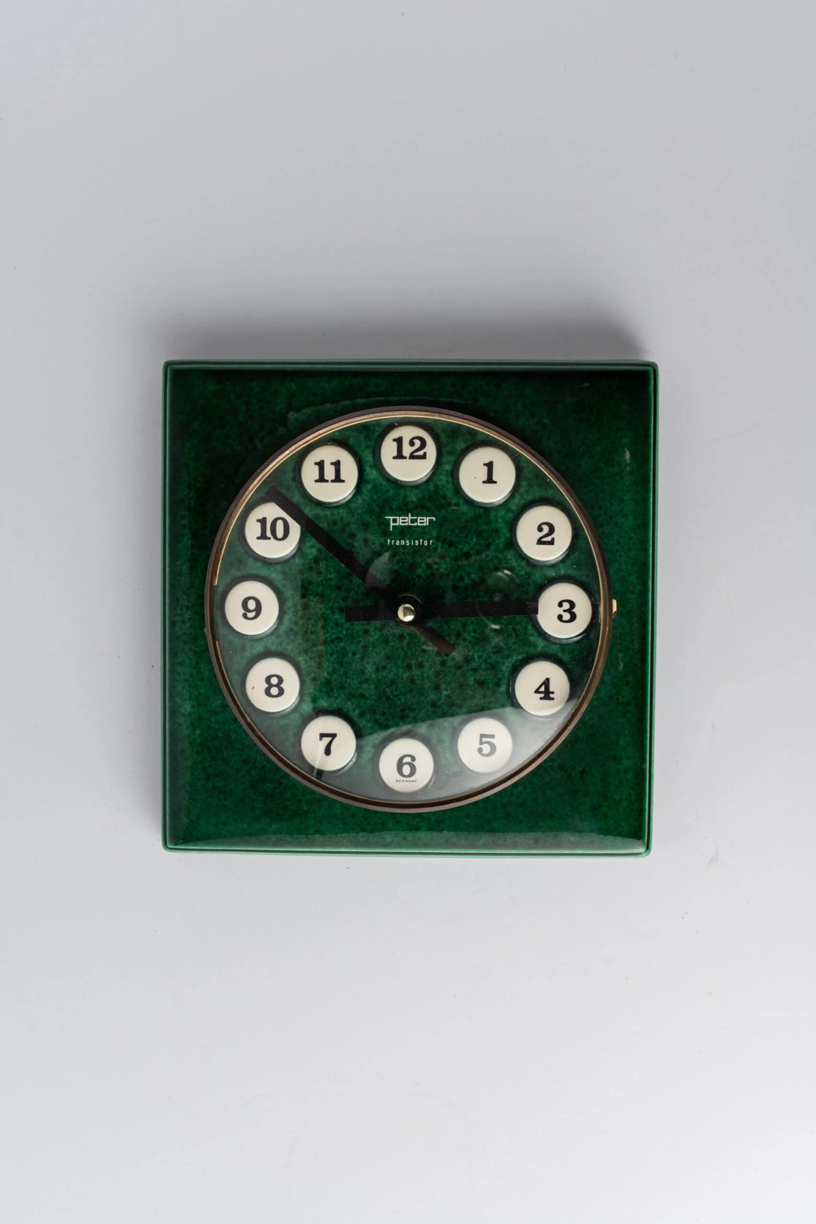 1970s ‘Peter’ green ceramic wall clock