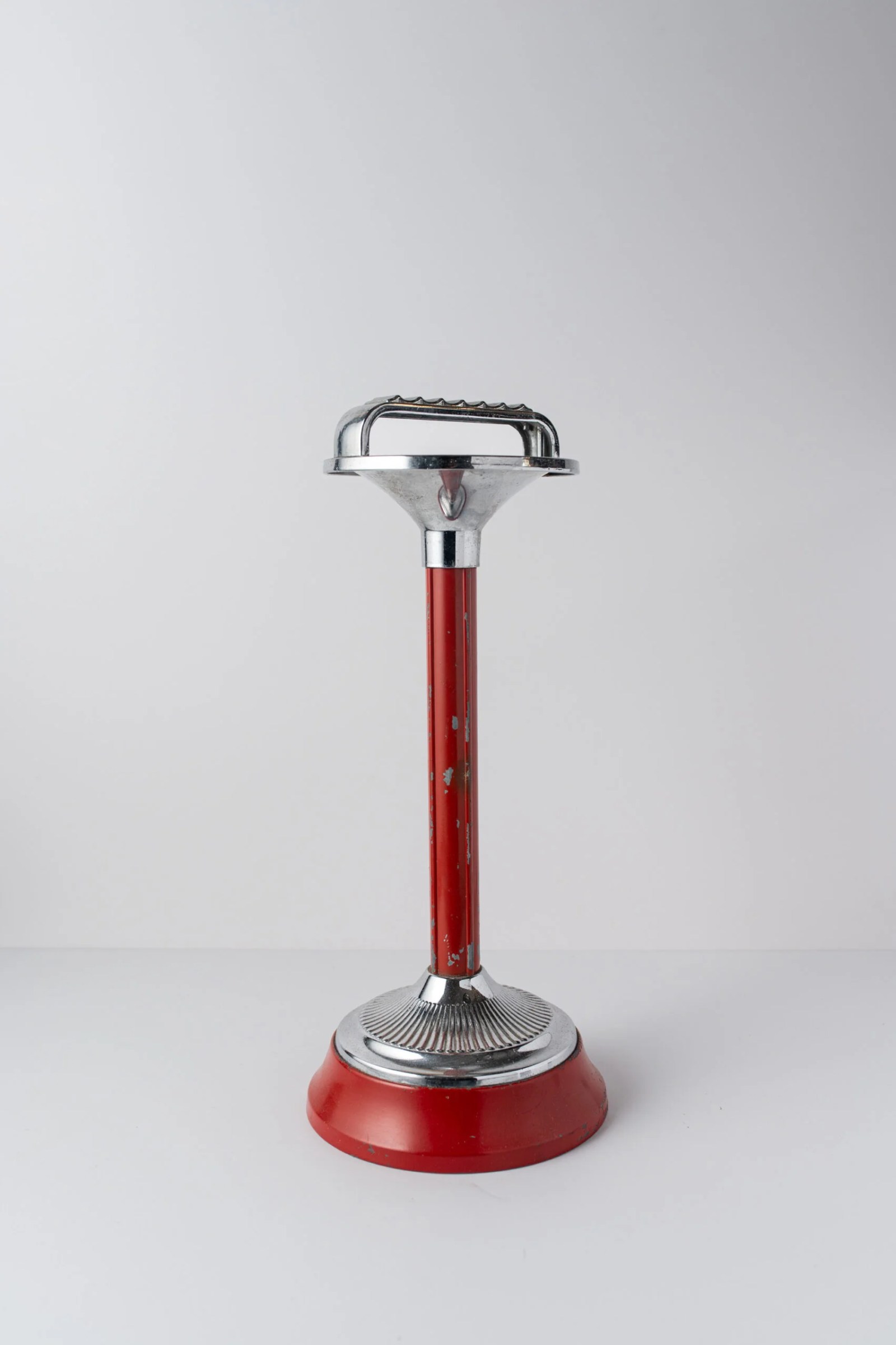 1960s red-chrome floor standing ashtray