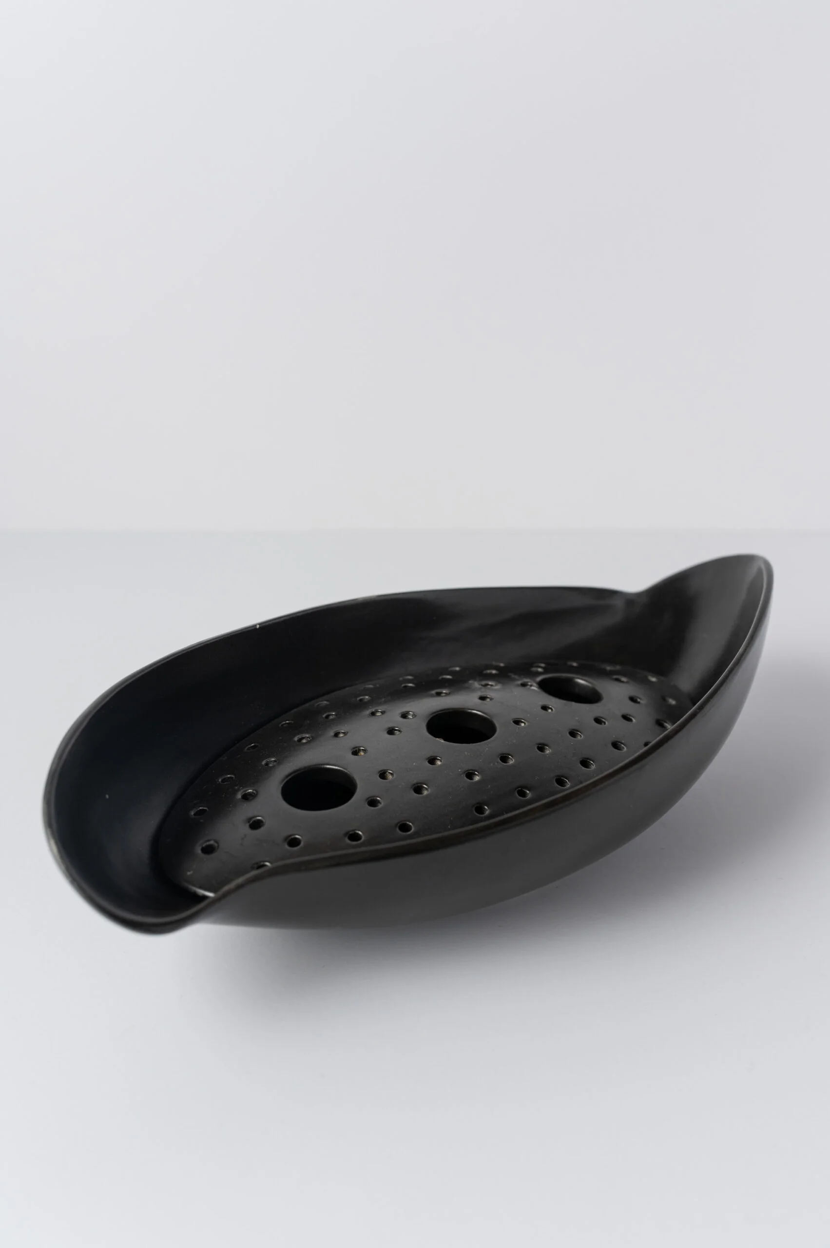 1960s rare black MCM ‘KERAMIKOS’ flower arrangement bowl