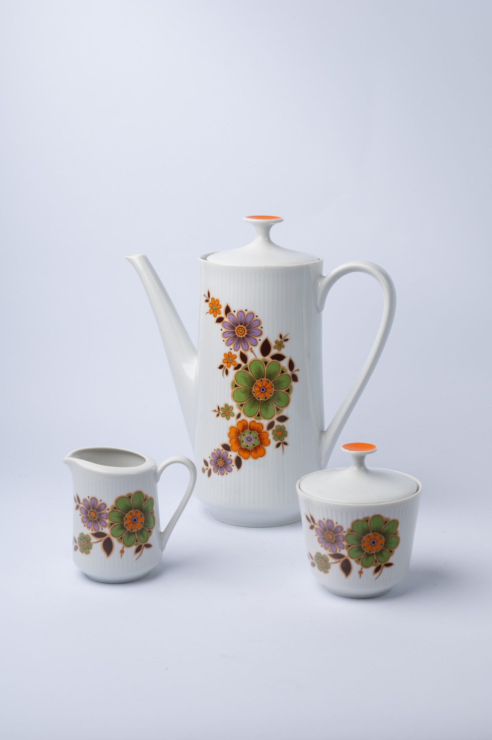 1970s MCM floral design 3-piece tea set