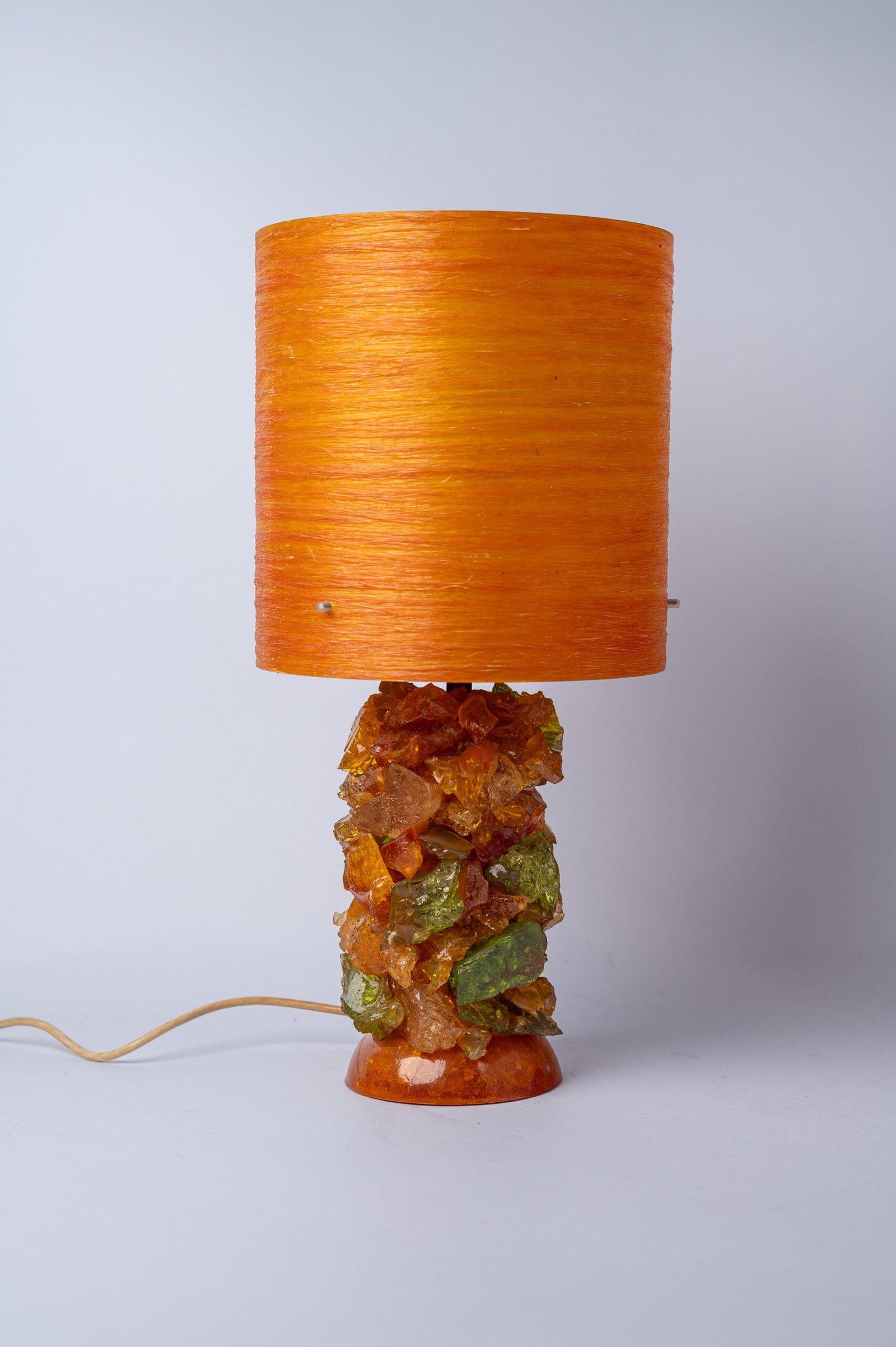 1960s ‘Shatterline’ orange lamp with original fiberglass shade