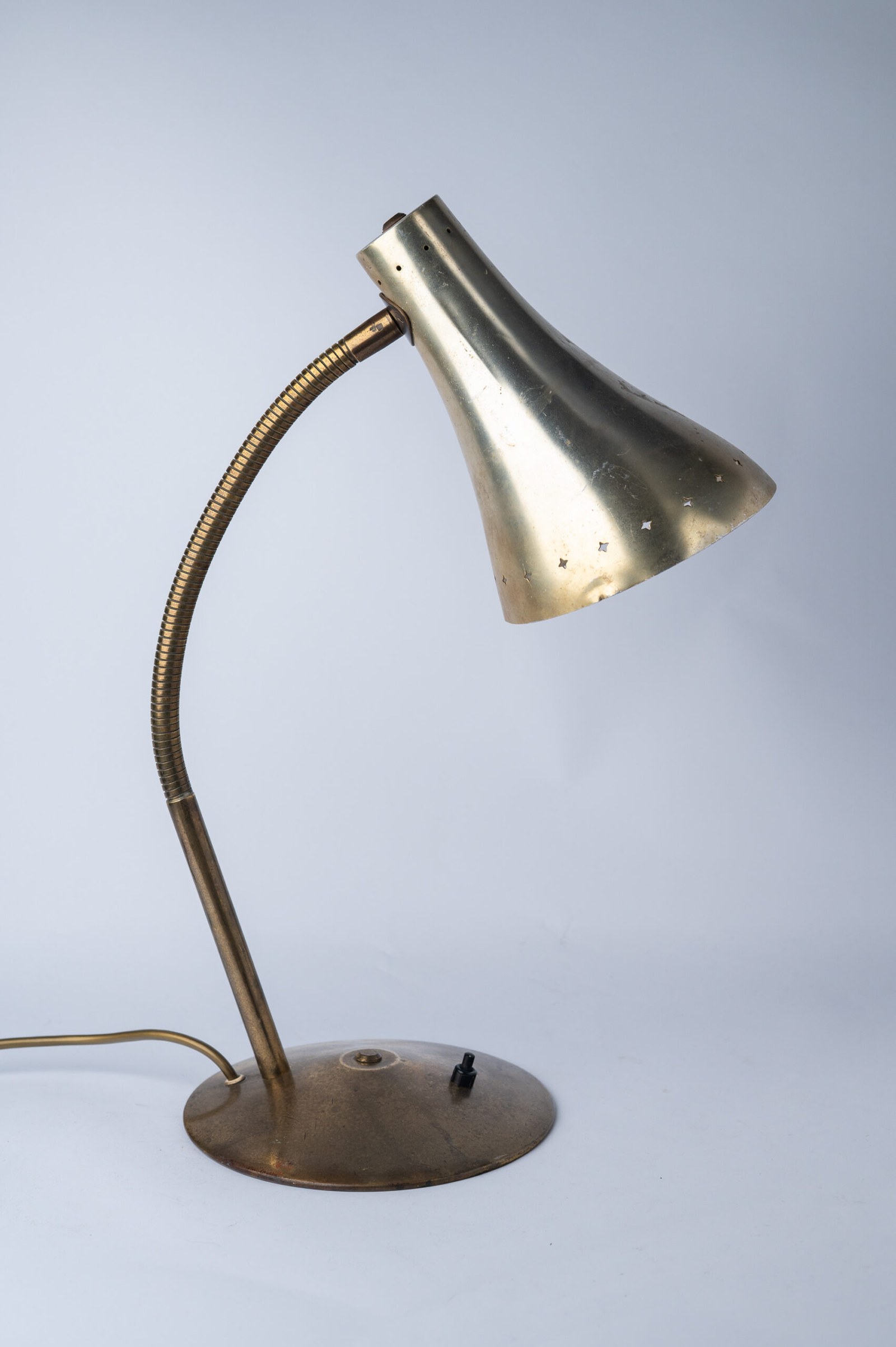 1950s Mid-Century Modern gooseneck desk lamp attributed to Jean-Boris Lacroix