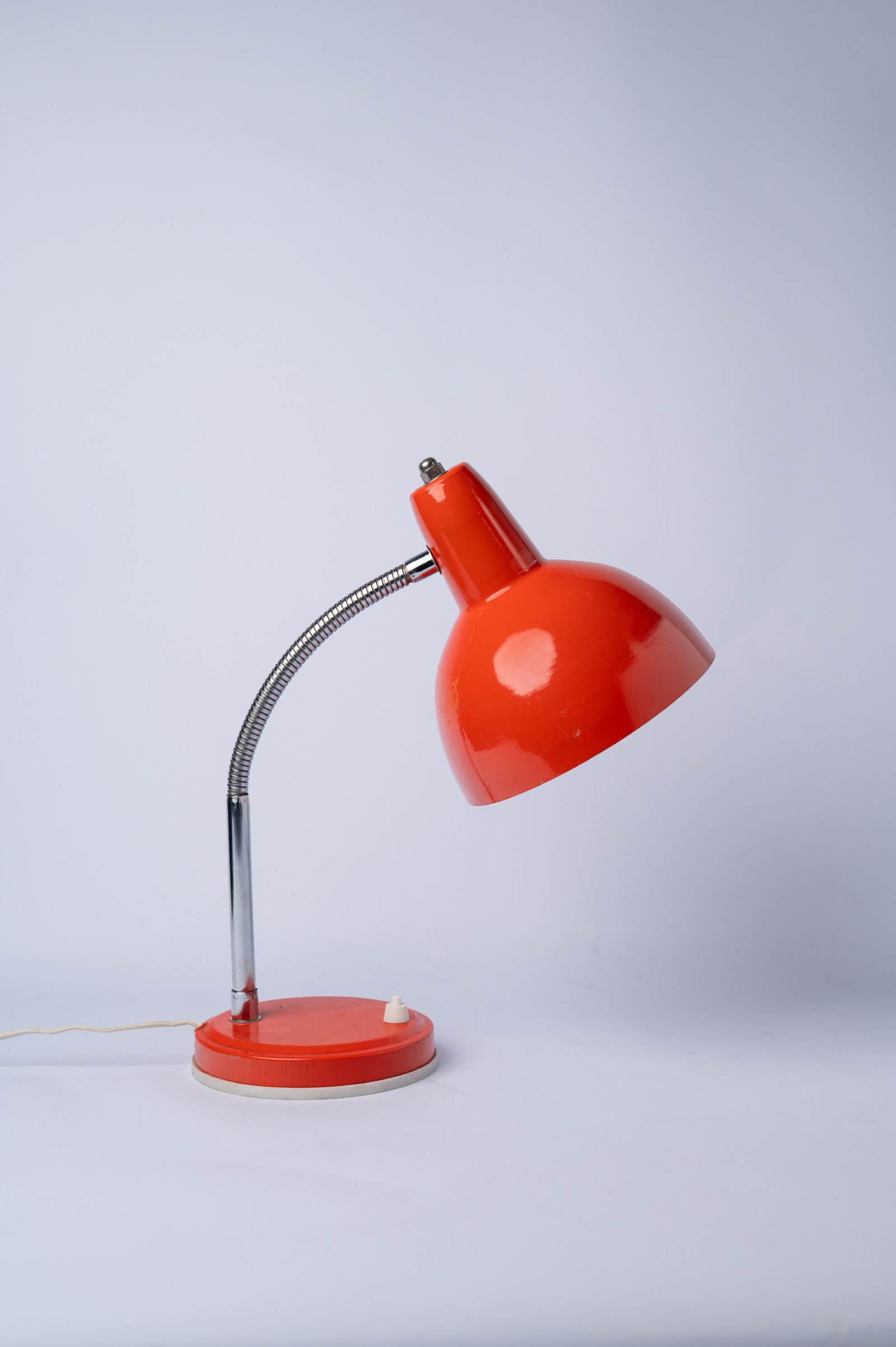 1970s Mid-Century Modern gooseneck orange desk lamp