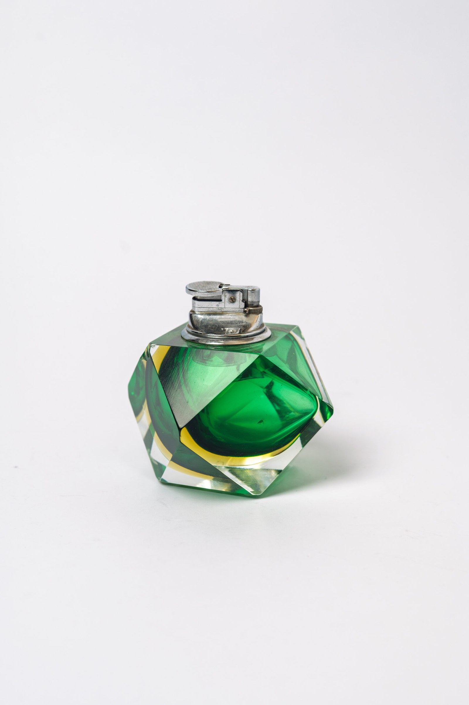1960s MCM green Murano Sommerso table lighter