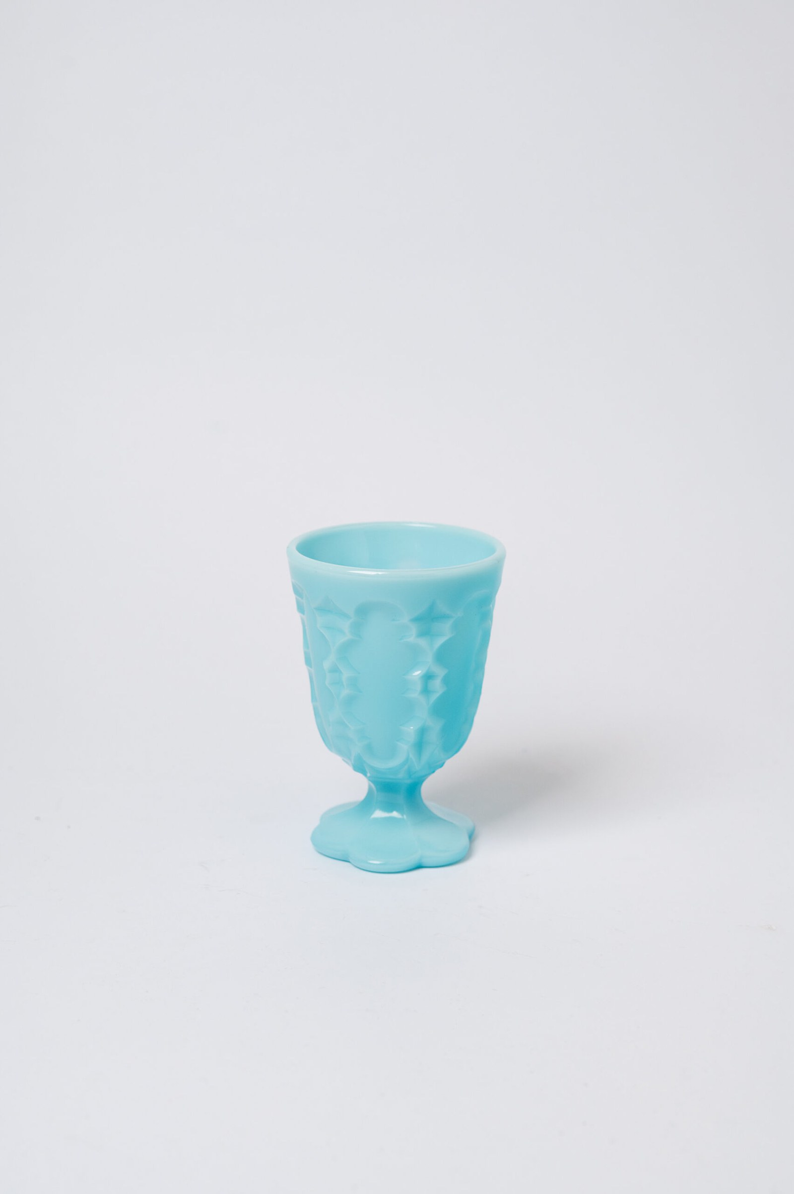 Vintage aqua blue opaline glass goblet