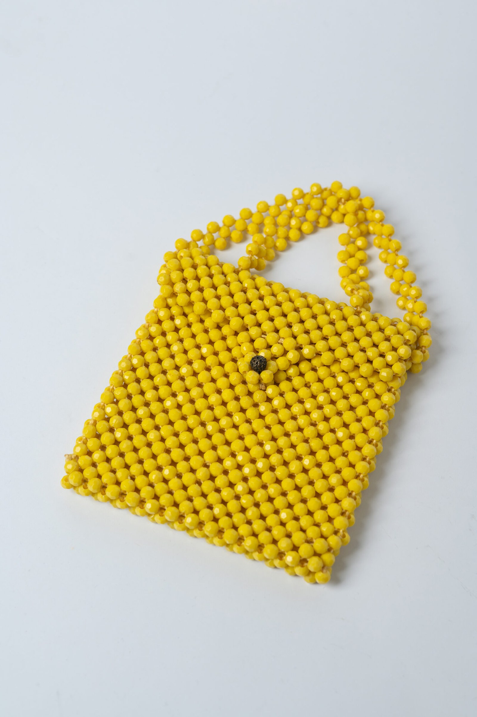 1960s Pop Art yellow beaded mini handbag