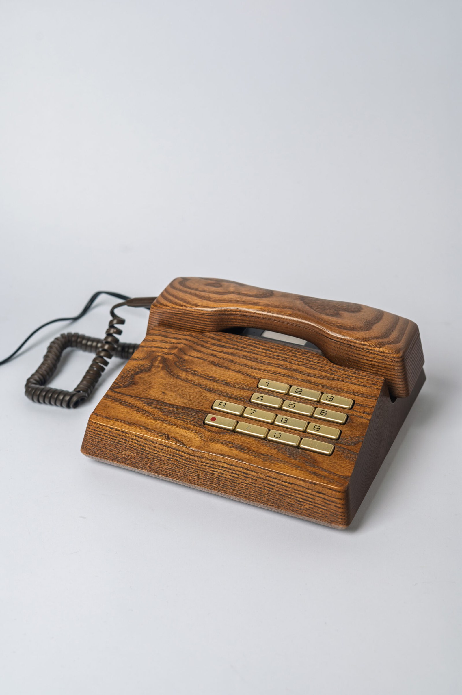 1970s Mid-Century Modern ‘Gfeller Trub’ restored solid teak wood telephone